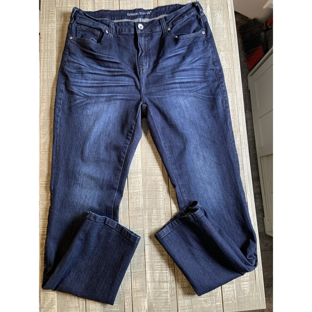 Cowgirl Tuff Co. Western Women's Bootcut Jeans Fits 36x35‎ Flare Side Zip Legs